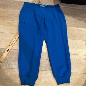 FIGS WOMENS ROYAL BLUE SCRUB PANTS LARGE PETITE